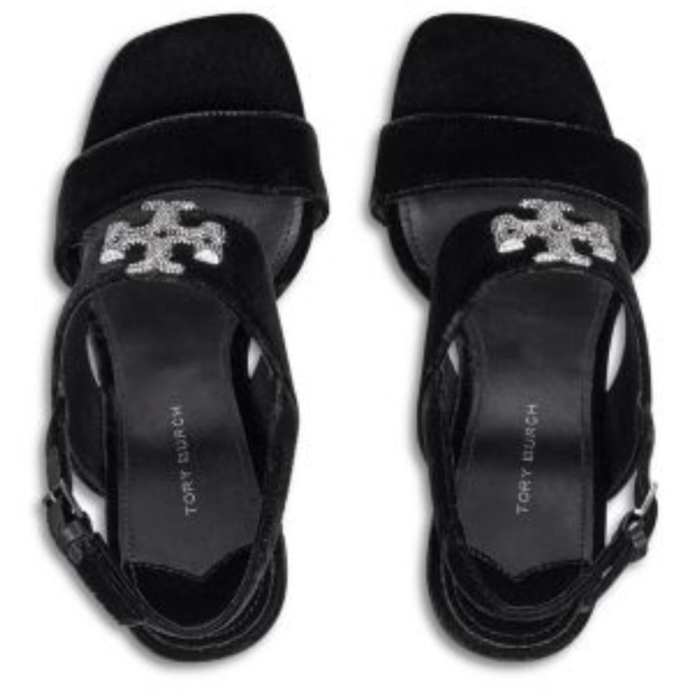 NIB TORY BURCH ELEANOR PAVE HEEL SANDALS - Picture 2 of 5